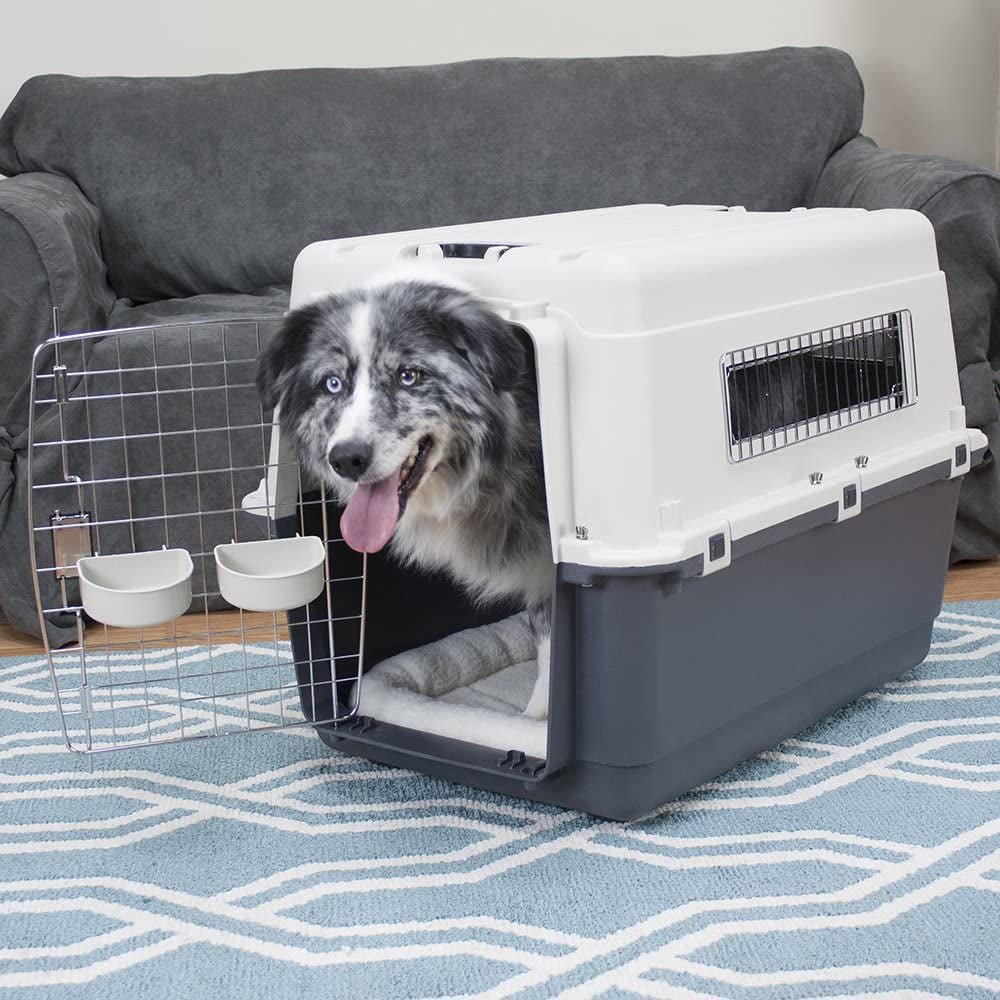 Ultimate Large Travel Dog Crate with Wheels - Airline Approved Kennel in Gray - Journey Must Haves