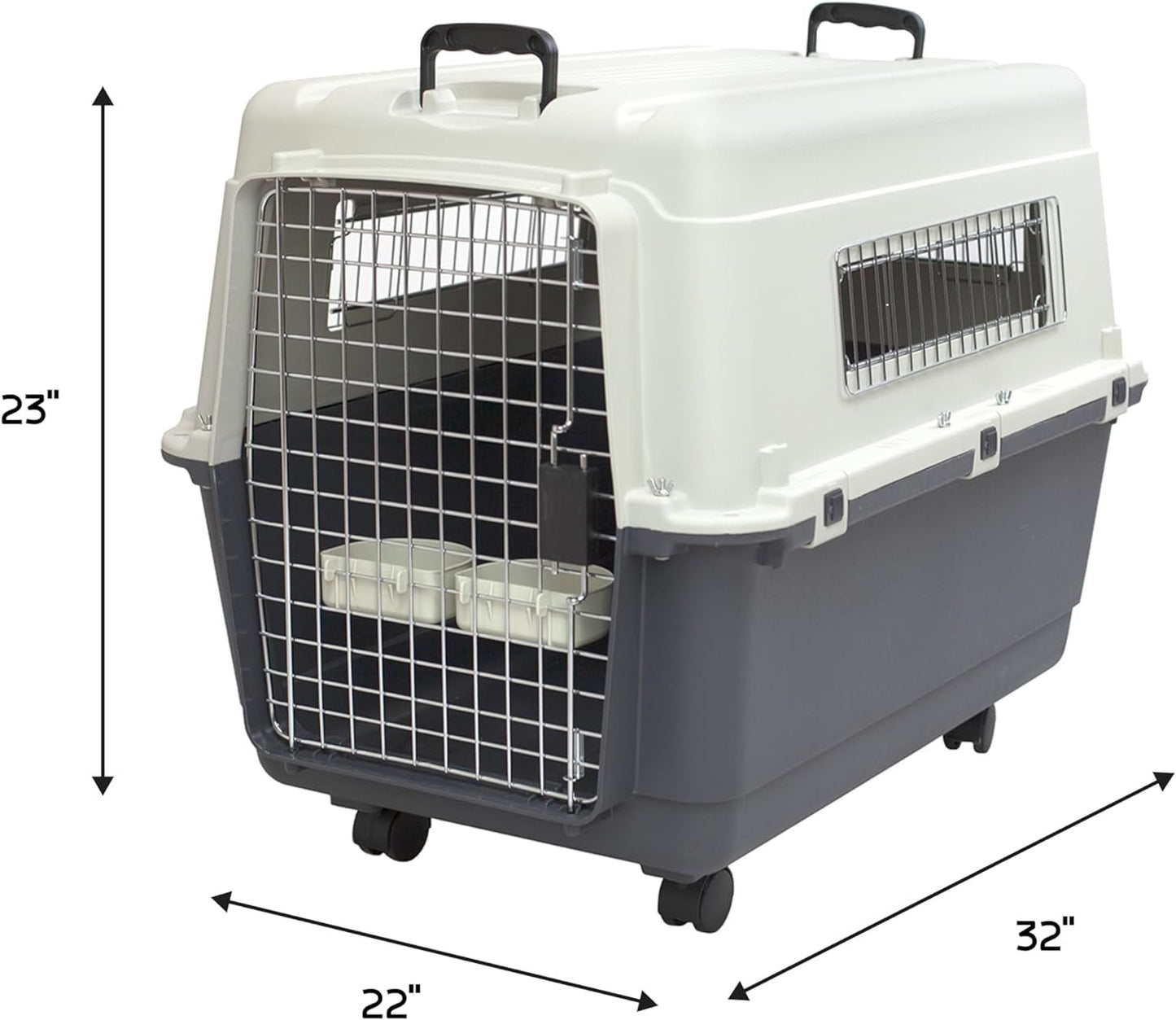 Ultimate Large Travel Dog Crate with Wheels - Airline Approved Kennel in Gray - Journey Must Haves