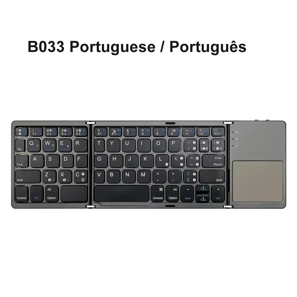 Ultimate Portable Quadruple Folding Bluetooth Keyboard with Touchpad for Seamless Typing on Windows, Android, and iOS Devices - Journey Must Haves