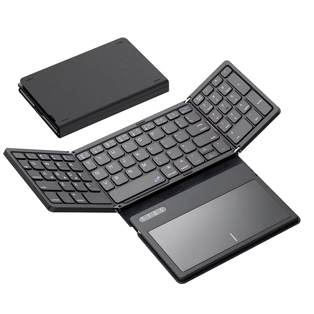 Ultimate Portable Quadruple Folding Bluetooth Keyboard with Touchpad for Seamless Typing on Windows, Android, and iOS Devices - Journey Must Haves