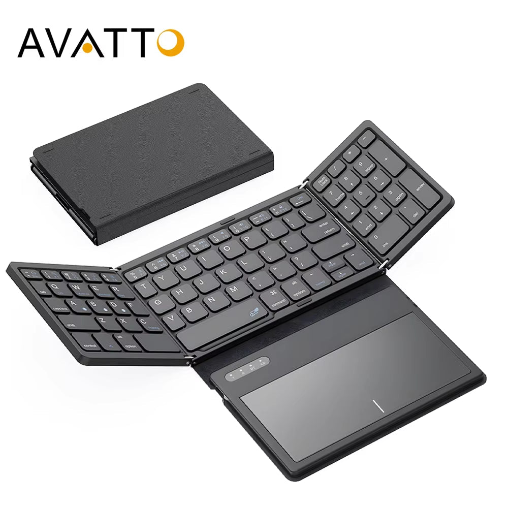 Ultimate Portable Quadruple Folding Bluetooth Keyboard with Touchpad for Seamless Typing on Windows, Android, and iOS Devices - Journey Must Haves