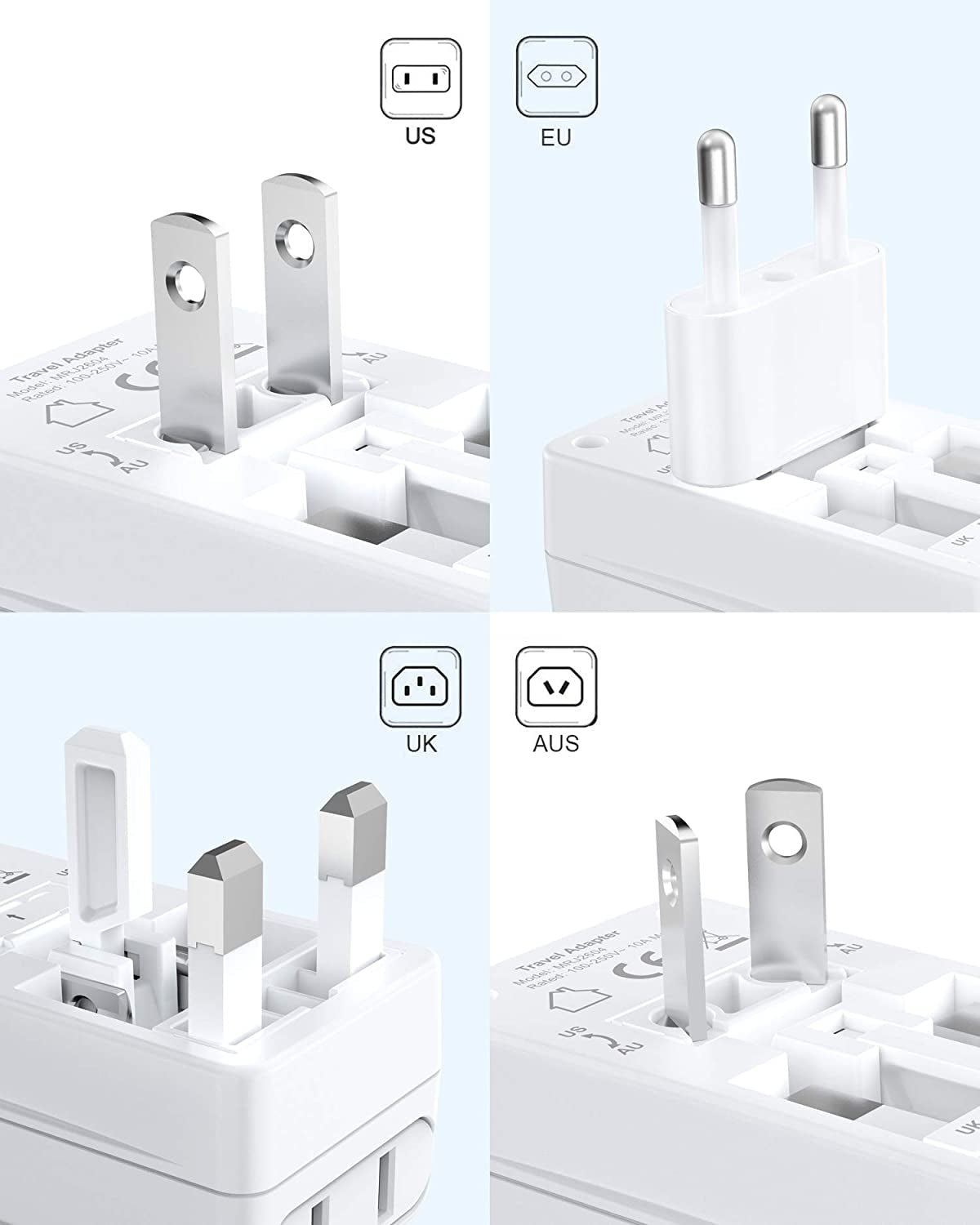 Ultimate Worldwide Travel Plug Adapter - Universal Dual 100 - 250V Power Adapter for Global Adventures - 2 Pack - Journey Must Haves