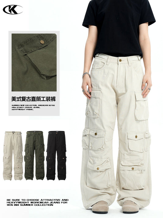 Unisex Heavyweight Cotton Cargo Pants with Multi - Pockets - Journey Must Haves