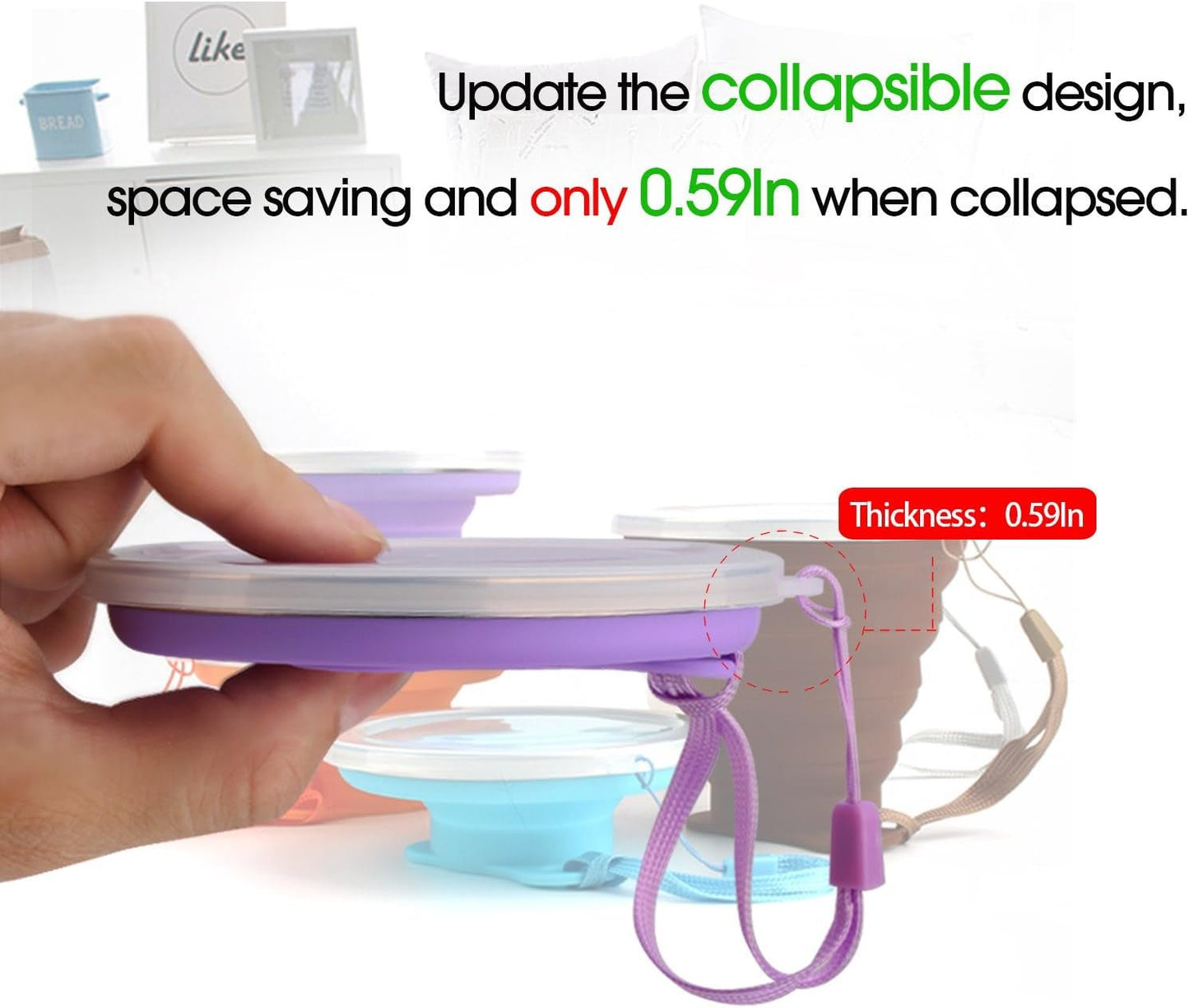 Versatile Silicone Collapsible Travel Cup - Expandable and Portable Drinking Cup Set with Lids for Outdoor Adventures - Journey Must Haves