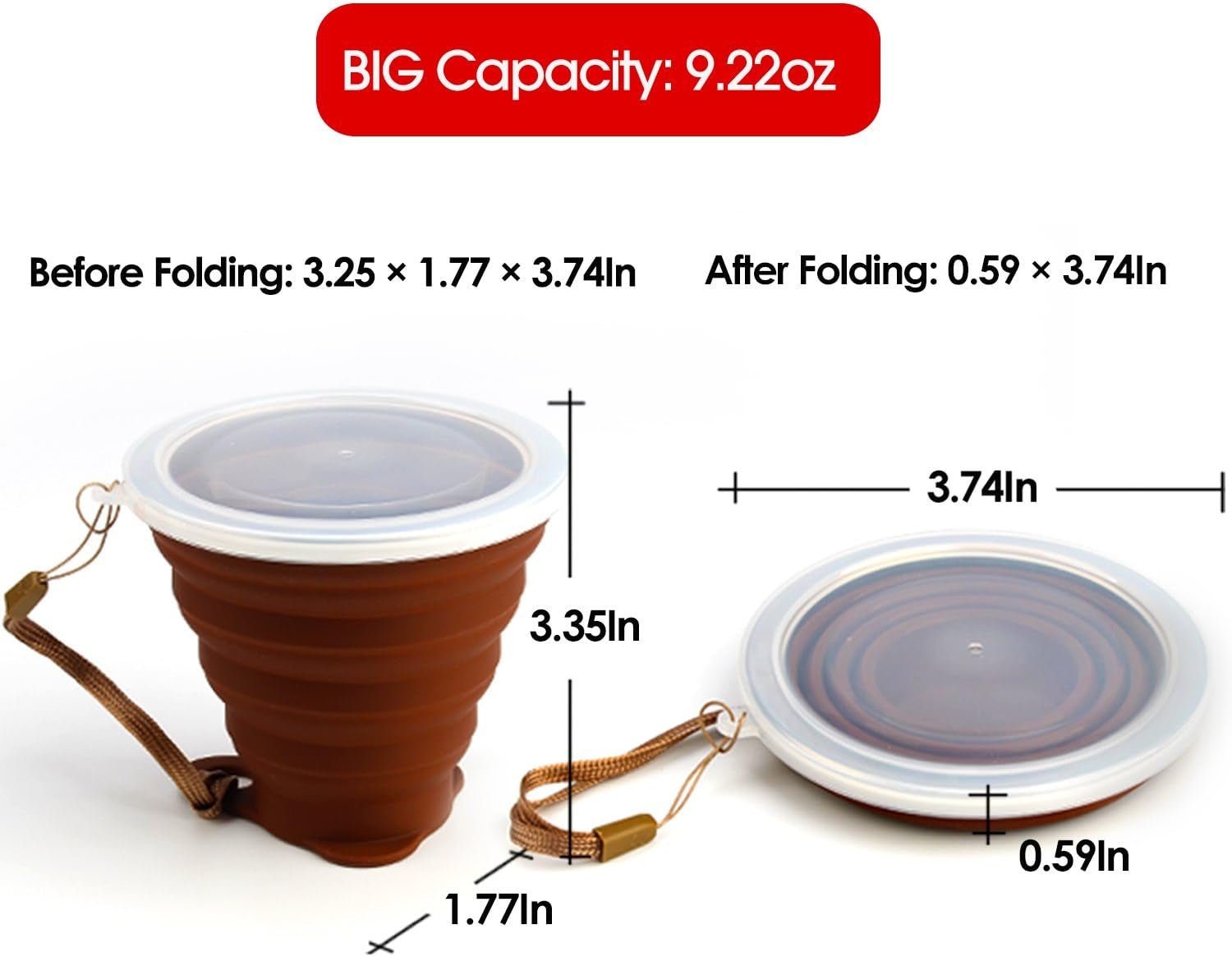 Versatile Silicone Collapsible Travel Cup - Expandable and Portable Drinking Cup Set with Lids for Outdoor Adventures - Journey Must Haves