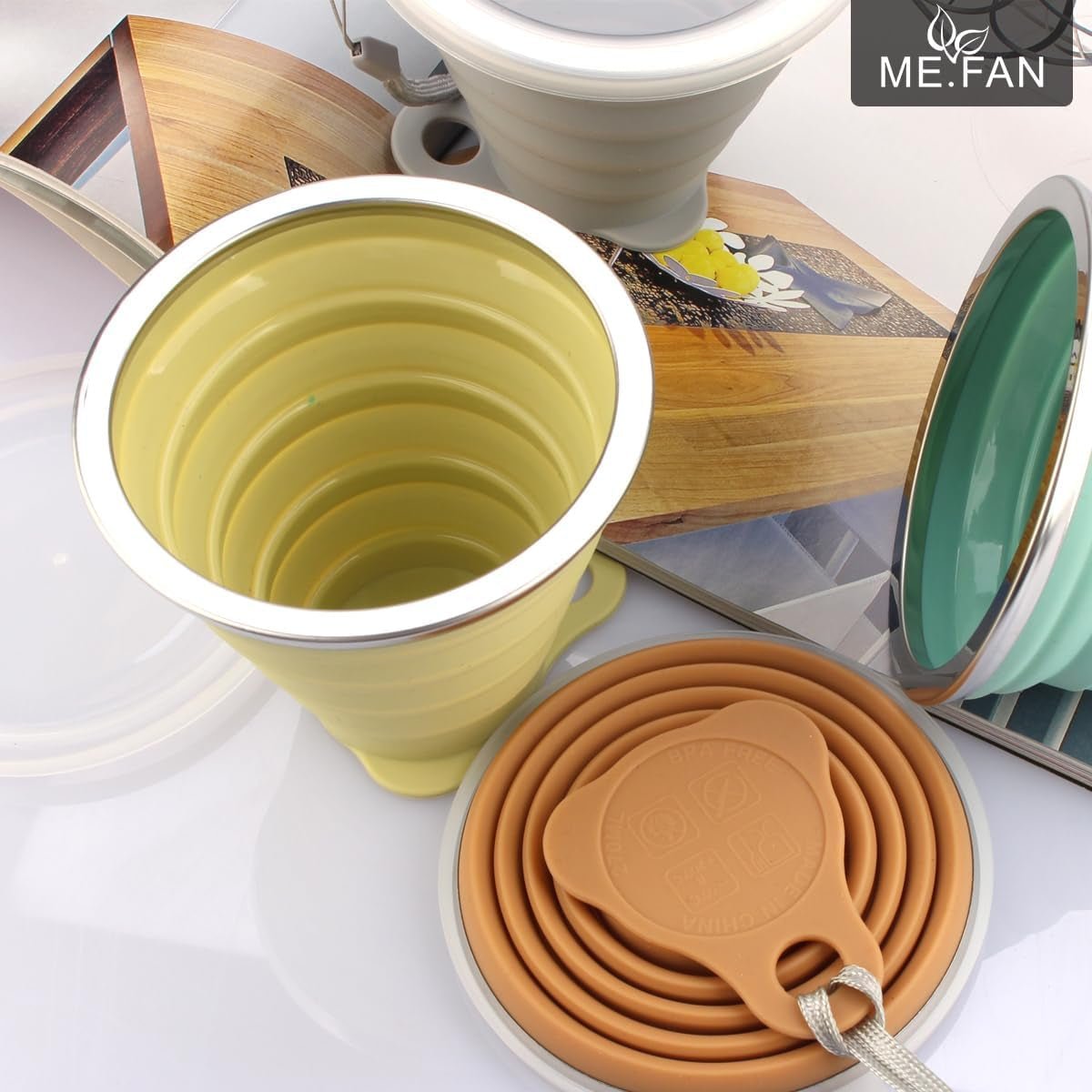 Versatile Silicone Collapsible Travel Cup - Expandable and Portable Drinking Cup Set with Lids for Outdoor Adventures - Journey Must Haves
