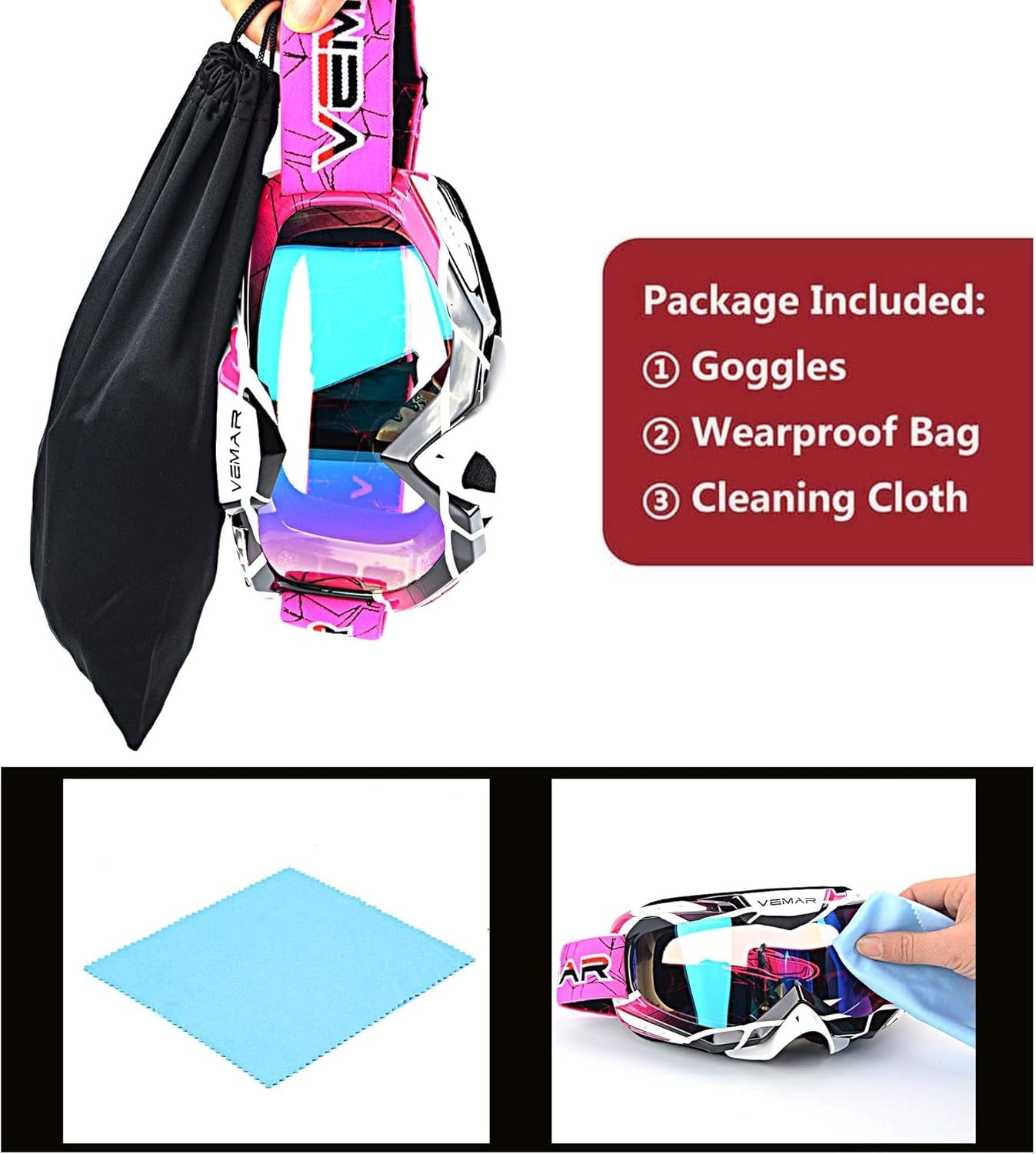 Vibrant Pink Motorcycle Motocross Goggles - Ultimate Protection for ATV Racing, Dirt Biking, and Outdoor Adventures - Journey Must Haves