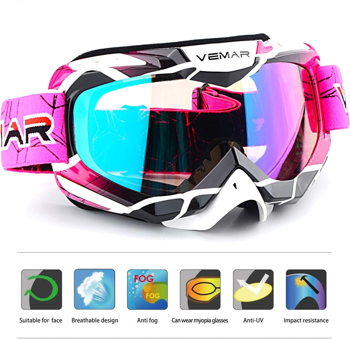 Vibrant Pink Motorcycle Motocross Goggles - Ultimate Protection for ATV Racing, Dirt Biking, and Outdoor Adventures - Journey Must Haves