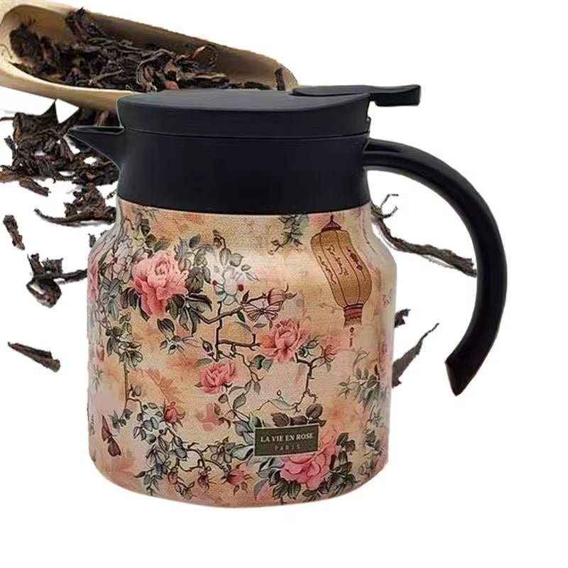Vintage Floral Pattern Tea Thermos Coffee Pot Tea Separation Thermal Insulation Pot Household Simple Pattern Exquisite - Journey Must Haves