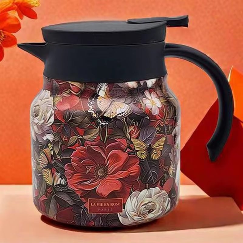 Vintage Floral Pattern Tea Thermos Coffee Pot Tea Separation Thermal Insulation Pot Household Simple Pattern Exquisite - Journey Must Haves