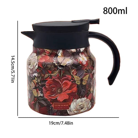 Vintage Floral Pattern Tea Thermos Coffee Pot Tea Separation Thermal Insulation Pot Household Simple Pattern Exquisite - Journey Must Haves