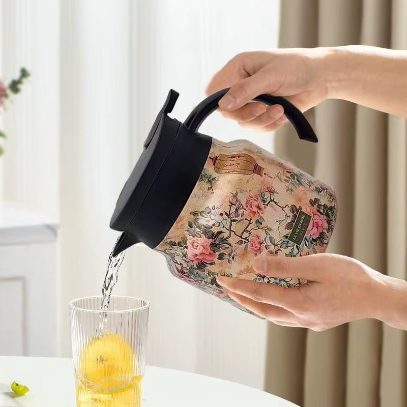 Vintage Floral Pattern Tea Thermos Coffee Pot Tea Separation Thermal Insulation Pot Household Simple Pattern Exquisite - Journey Must Haves