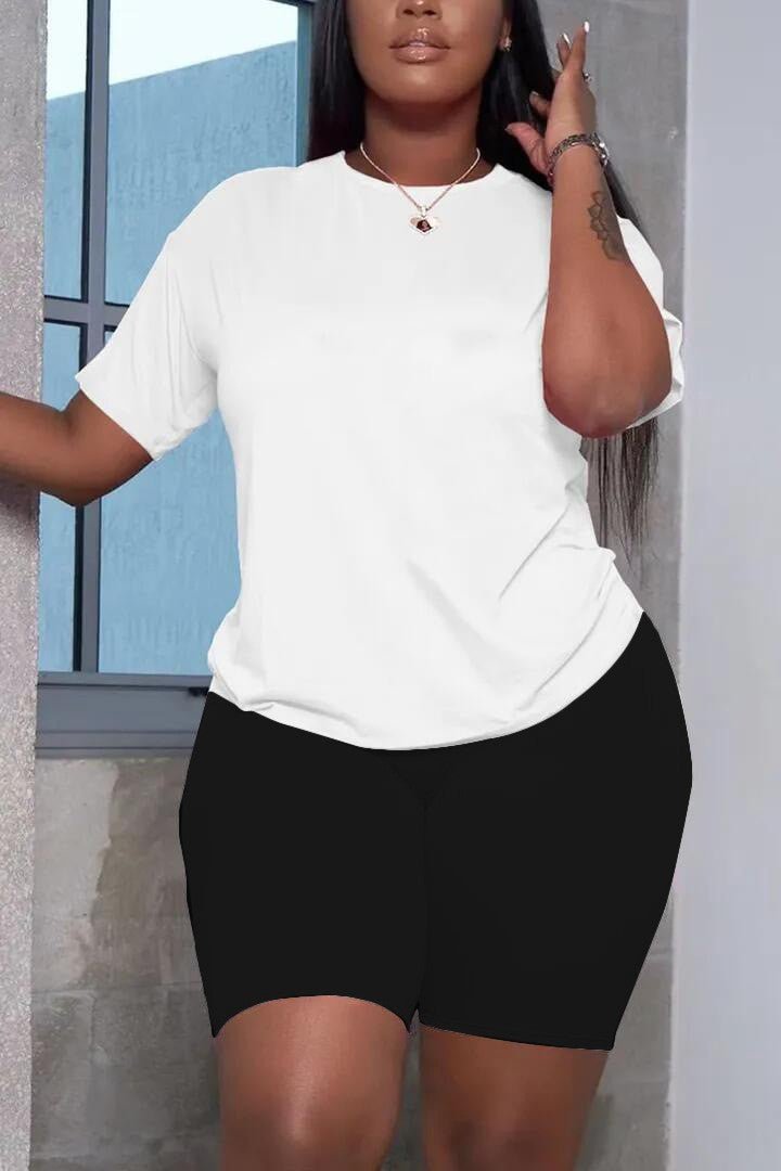 Women's Casual Solid Color T-shirt Two - Piece Set - Journey Must Haves