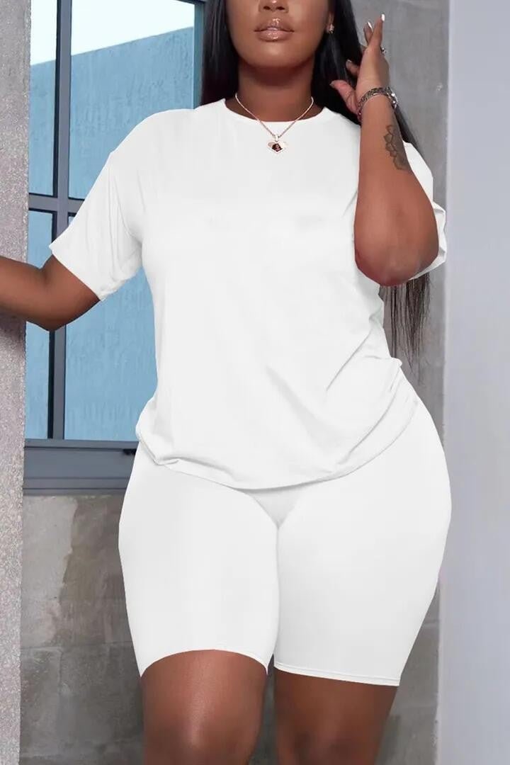 Women's Casual Solid Color T-shirt Two - Piece Set - Journey Must Haves