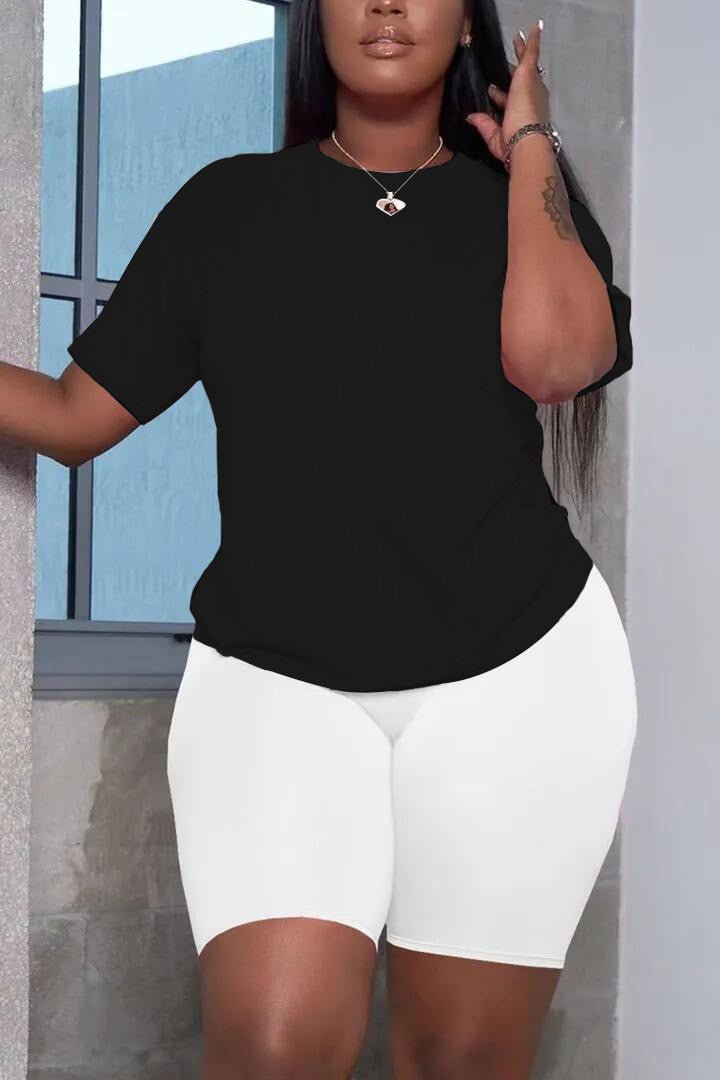 Women's Casual Solid Color T-shirt Two - Piece Set - Journey Must Haves