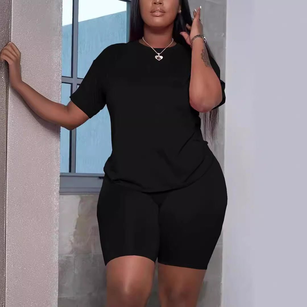 Women's Casual Solid Color T-shirt Two - Piece Set - Journey Must Haves