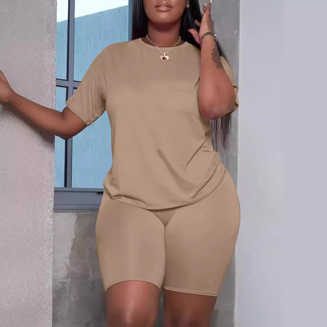 Women's Casual Solid Color T-shirt Two - Piece Set - Journey Must Haves