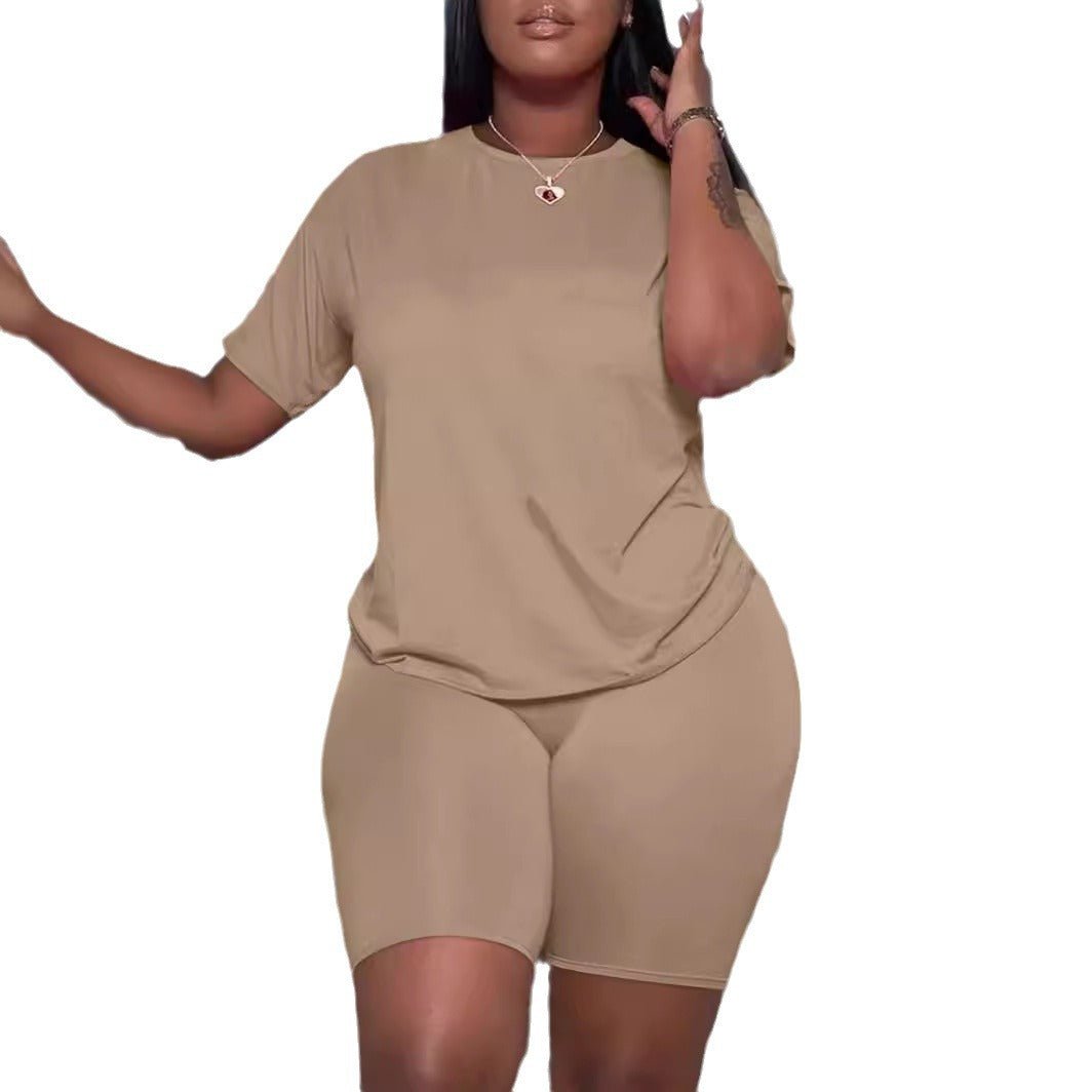 Women's Casual Solid Color T-shirt Two - Piece Set - Journey Must Haves