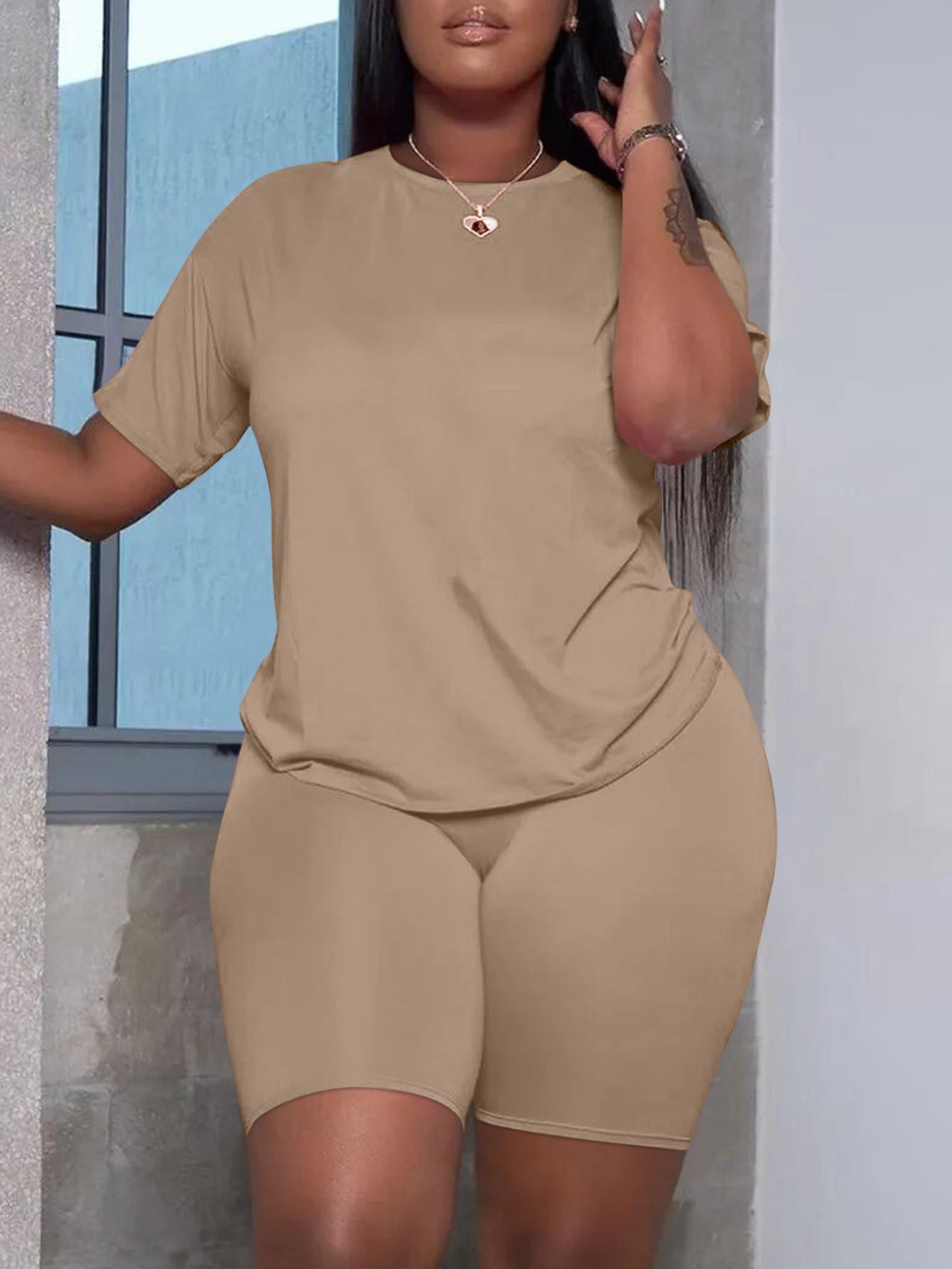 Women's Casual Solid Color T-shirt Two - Piece Set - Journey Must Haves
