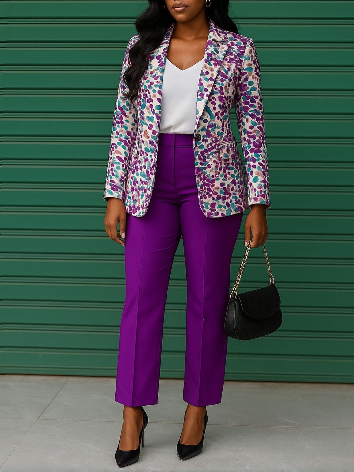 Women's Printed Suit Jacket and Pants Two - Piece Set - Journey Must Haves