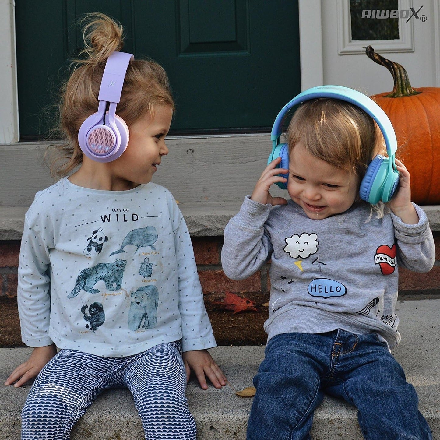 WT - 7S Kids Bluetooth Headphones - Fun LED Light - Up Wireless Stereo Headset with Microphone & Volume Control for Ultimate Entertainment on PC, Tablet, TV & Travel (Blue) - Journey Must Haves